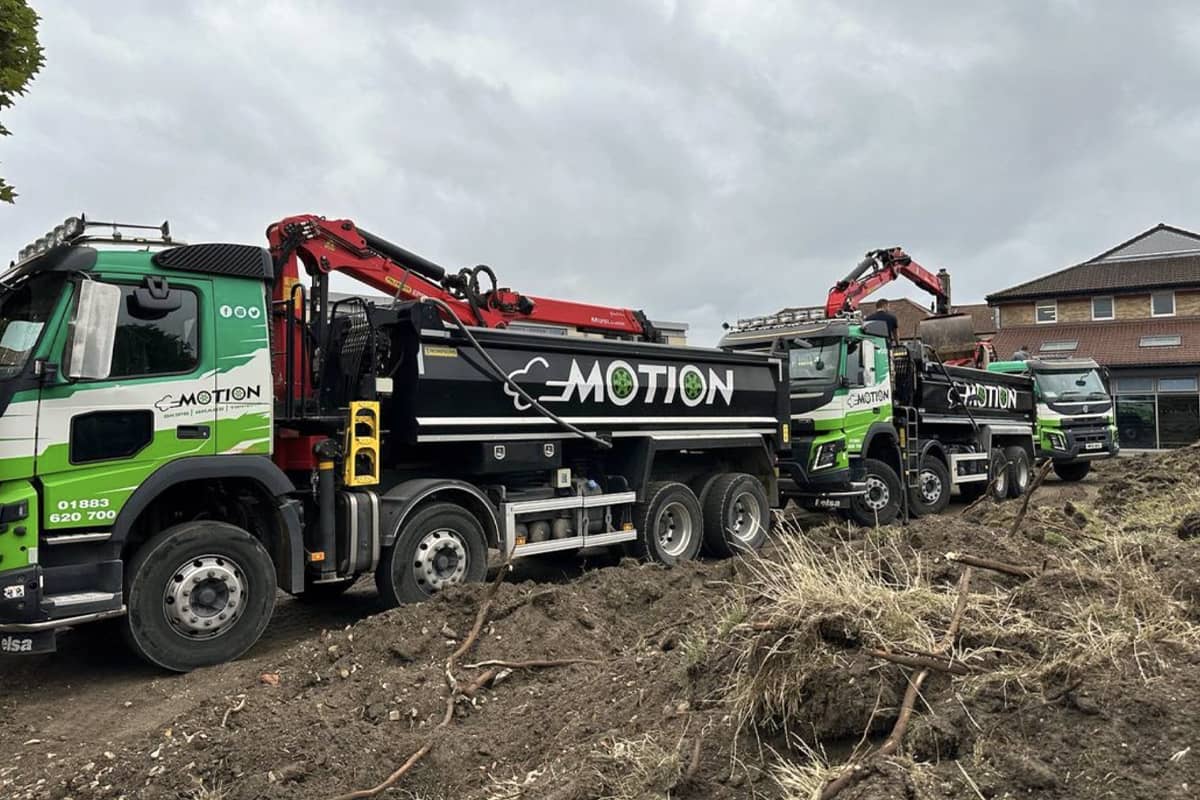 Motion Waste lorries on a site clearance